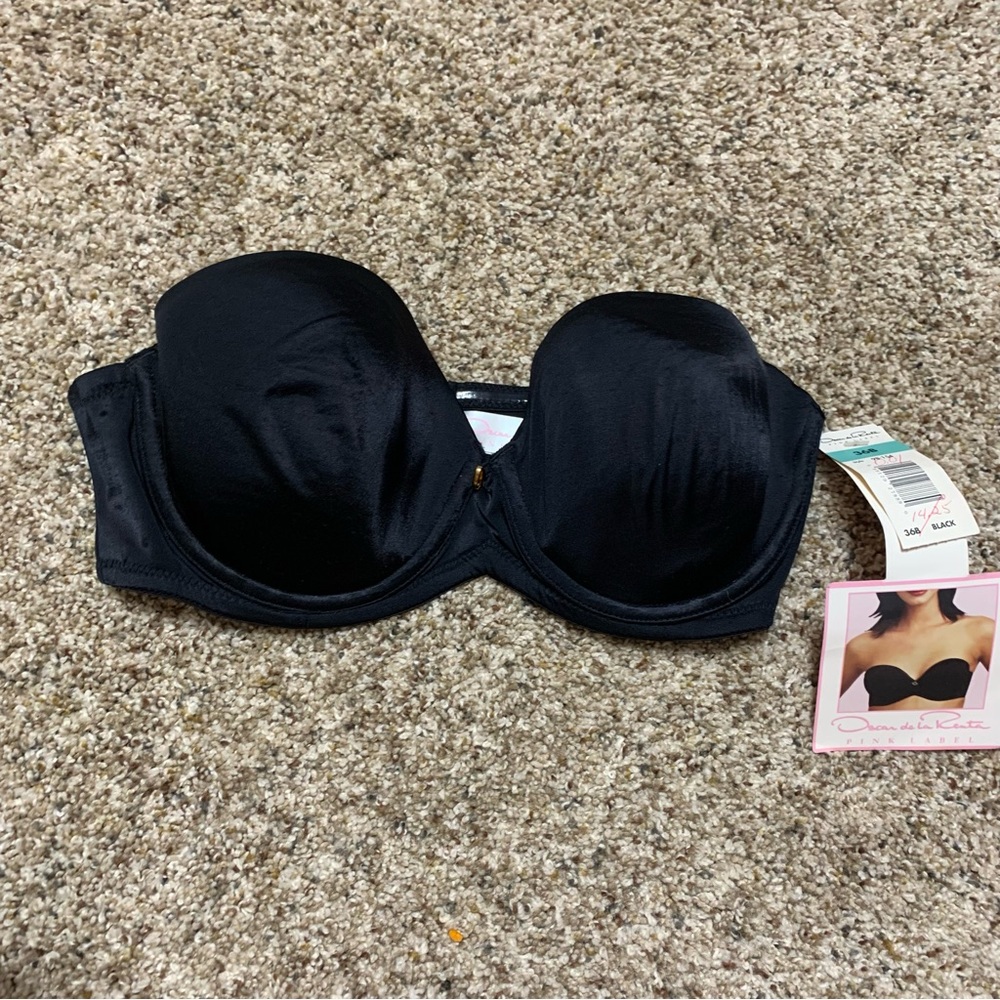 NWT Women’s Size 36B Lightly Lined Underwire Black Strapless Bra